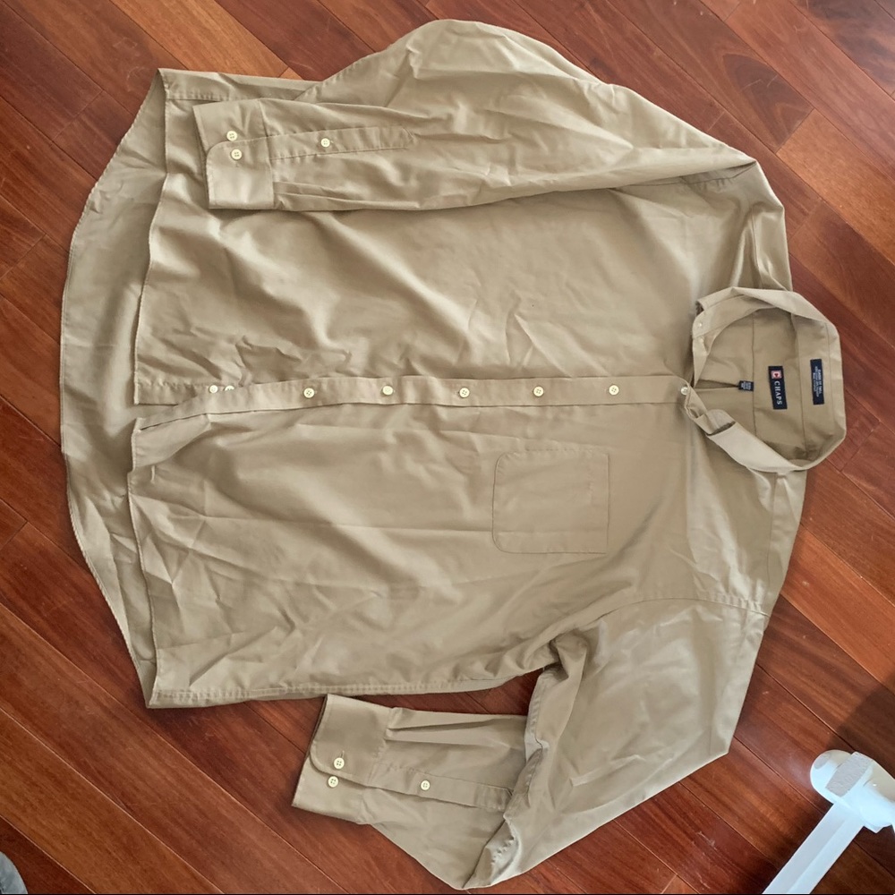 Tan chaps wrinkle-free button down